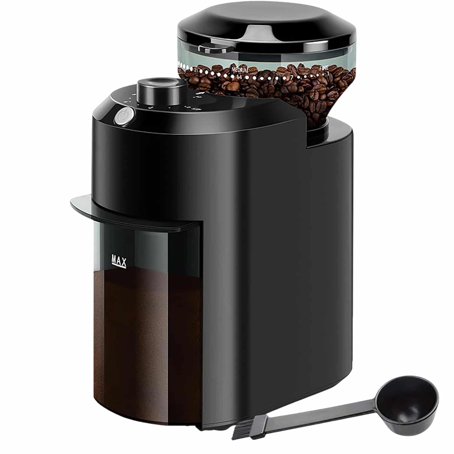 GrindNova — flat-burr coffee grinder with 28 stepped settings